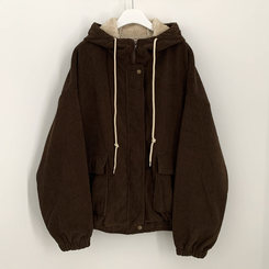 코듀로이 왕오버핏 골덴 양털 퍼안감 스트링 투웨이 양털점퍼 왕박시 아방핏 후드집업 양털야상