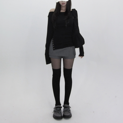 ウールニーソックスレッグウォーマー BLACK