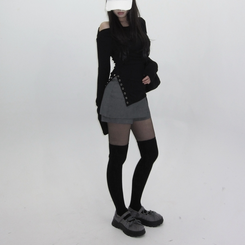 ウールニーソックスレッグウォーマー BLACK