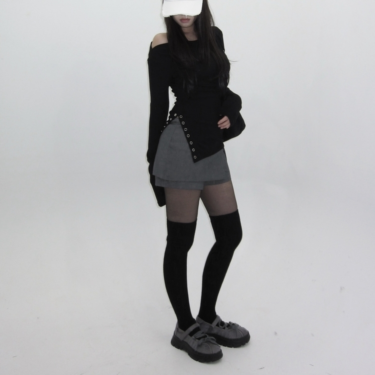 ウールニーソックスレッグウォーマー BLACK