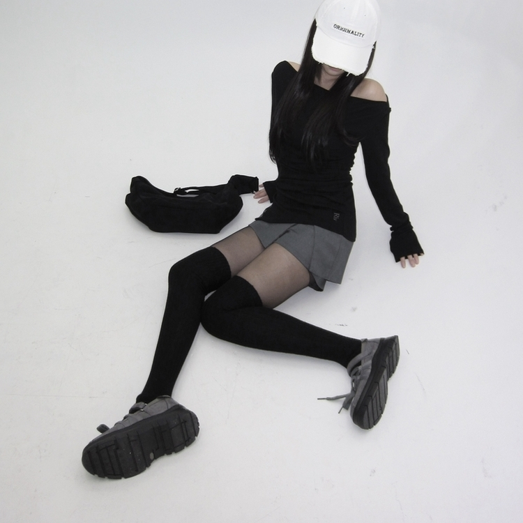 ウールニーソックスレッグウォーマー BLACK