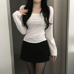 【起毛】スクエアインナー長袖Tシャツ(5color) IVORY