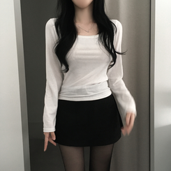 【起毛】スクエアインナー長袖Tシャツ(5color) IVORY