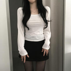 【起毛】スクエアインナー長袖Tシャツ(5color) IVORY