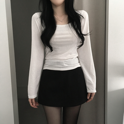 【起毛】スクエアインナー長袖Tシャツ(5color) IVORY