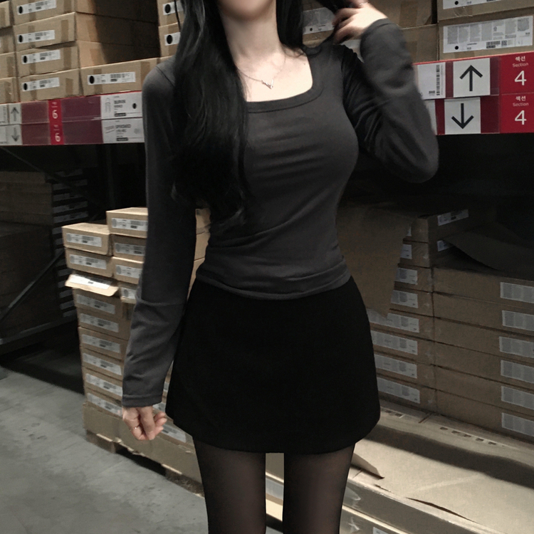 【起毛】スクエアインナー長袖Tシャツ(5color) CHARCOAL