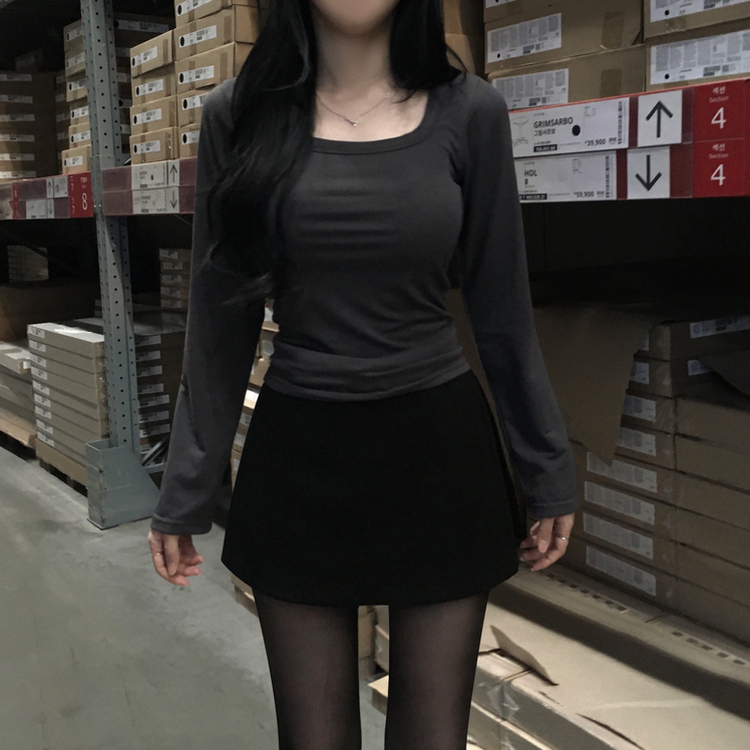 【起毛】スクエアインナー長袖Tシャツ(5color) CHARCOAL