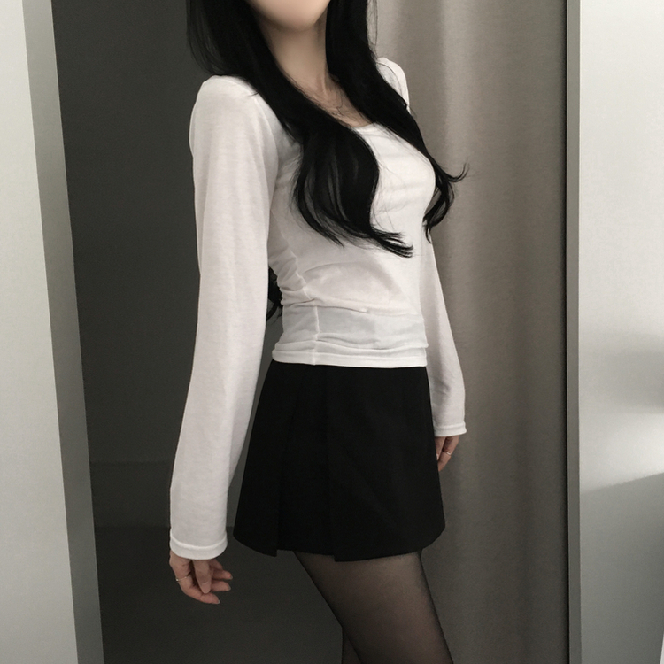 【起毛】スクエアインナー長袖Tシャツ(5color) IVORY