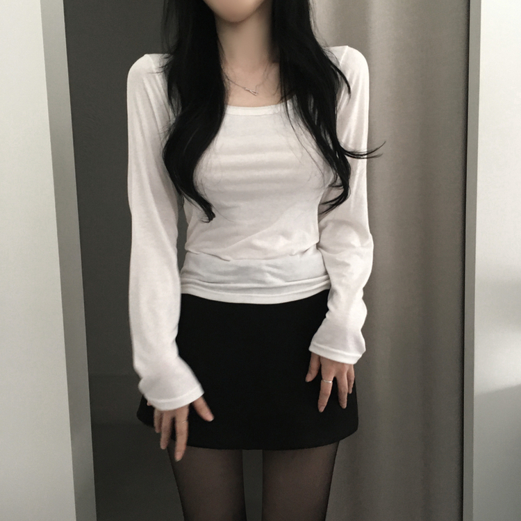 【起毛】スクエアインナー長袖Tシャツ(5color) IVORY