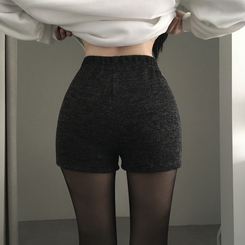 ペンダントハイウエストニットショートパンツ BLACK