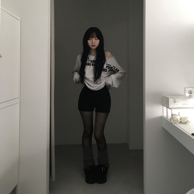 ペンダントハイウエストニットショートパンツ BLACK