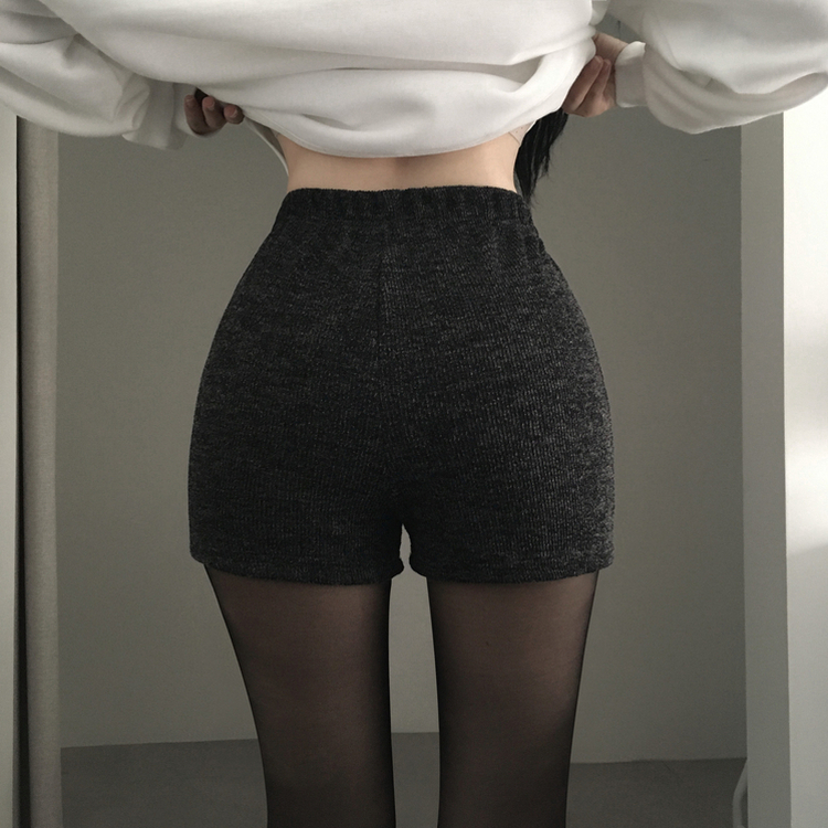 ペンダントハイウエストニットショートパンツ BLACK