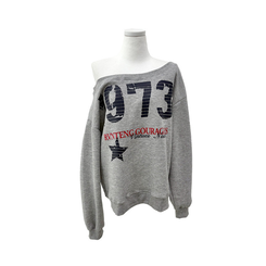 【起毛】ワンショルダービッグレタリングトレーナー