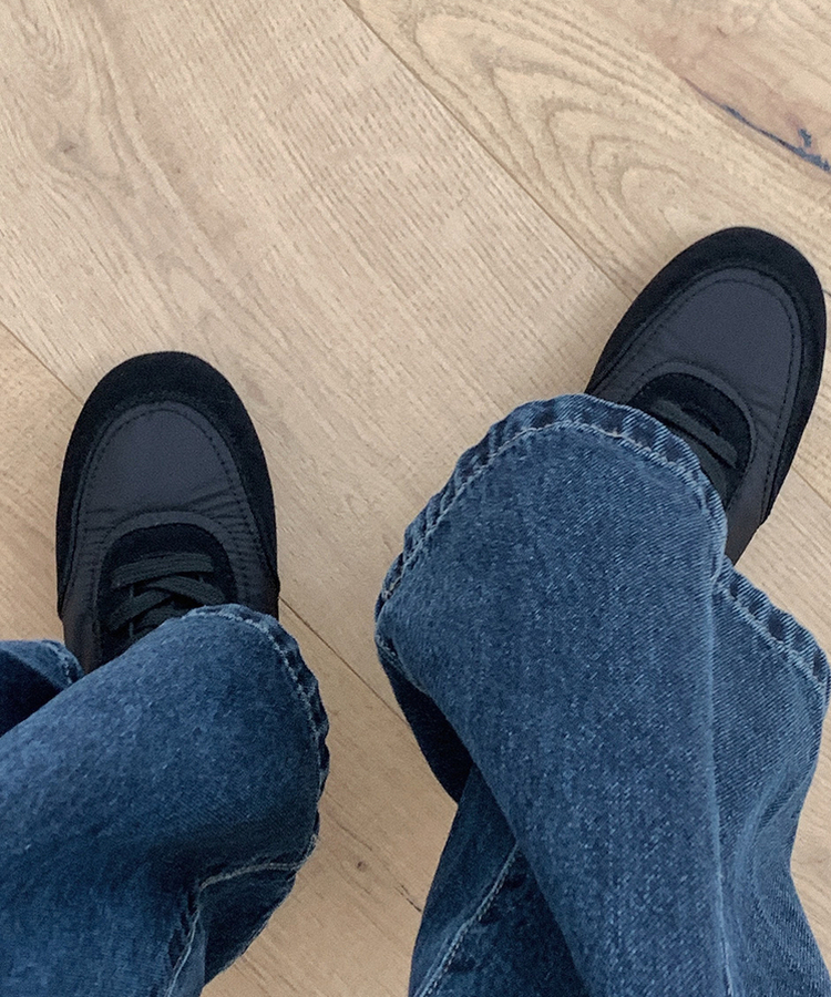 レースアップスニーカー BLACK