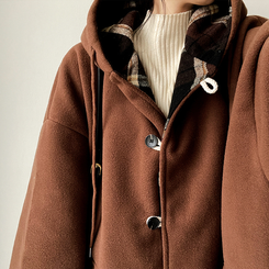 厚手メルティシーポケットフードコート BROWN