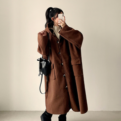 厚手メルティシーポケットフードコート BROWN