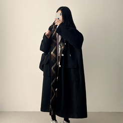 厚手メルティシーポケットフードコート BLACK