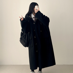 厚手メルティシーポケットフードコート BLACK