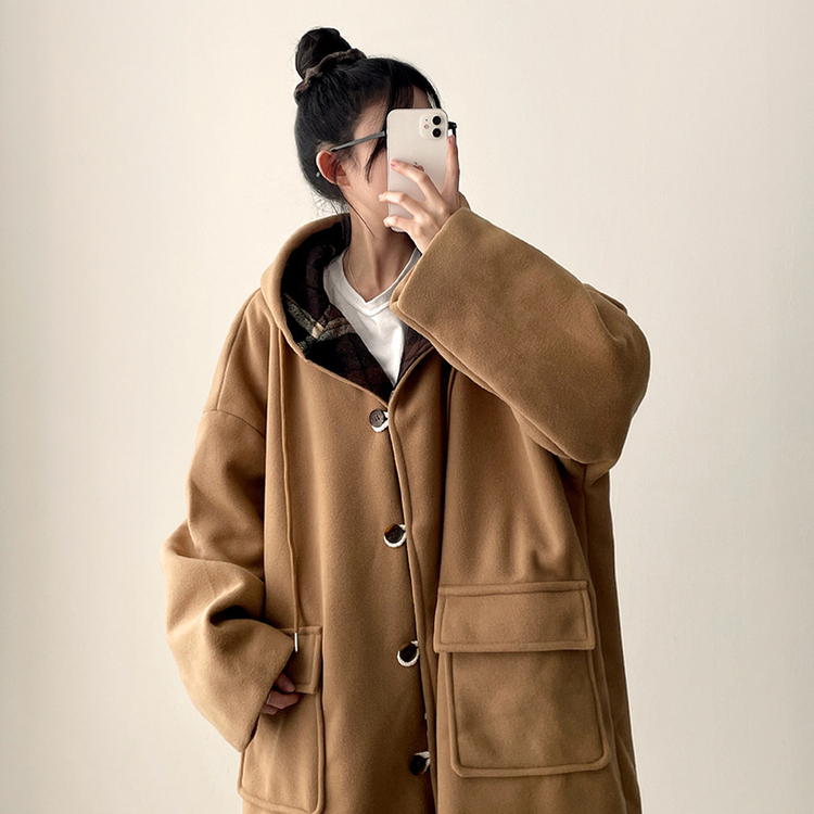 厚手メルティシーポケットフードコート BEIGE