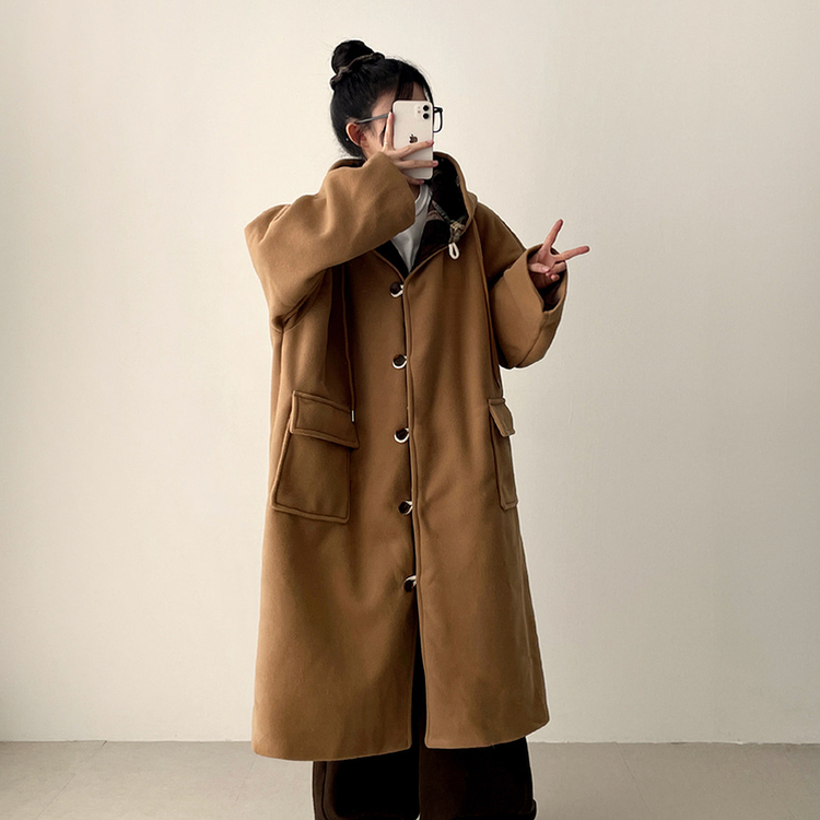 厚手メルティシーポケットフードコート BEIGE