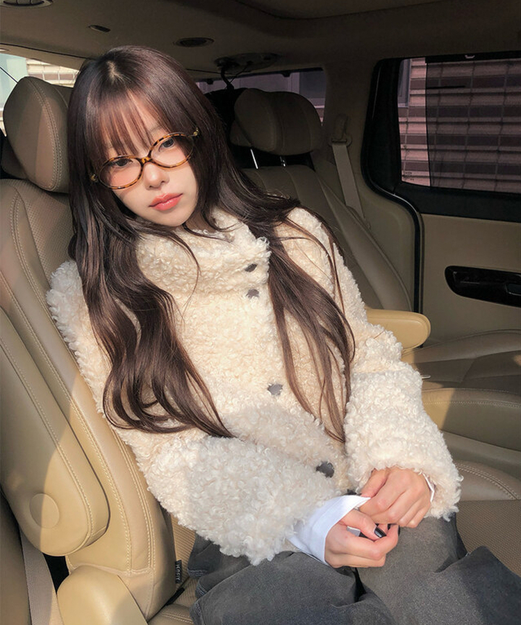 ウールボタンファーショートジャケット BEIGE