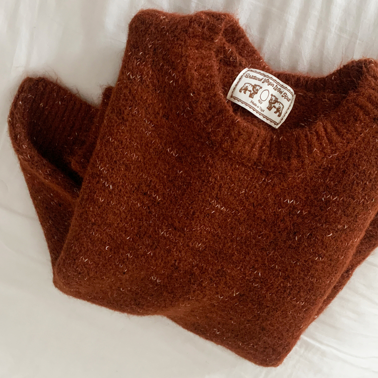 펌킨 윈터 보카시 알파카 도톰 믹스 라운드 울니트