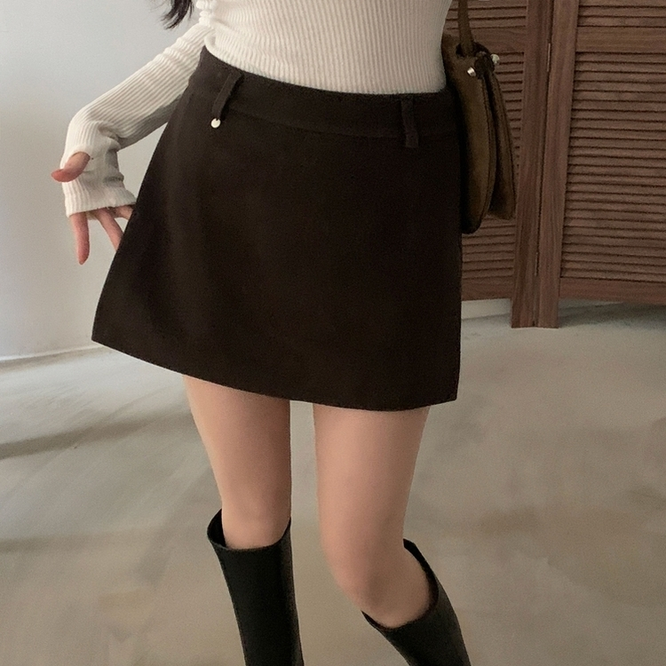 겨울 모직 벨트세트 펜던트 치마바지 A라인 미니스커트