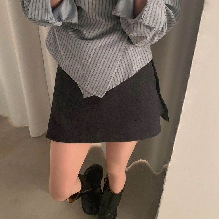 겨울 모직 벨트세트 펜던트 치마바지 A라인 미니스커트