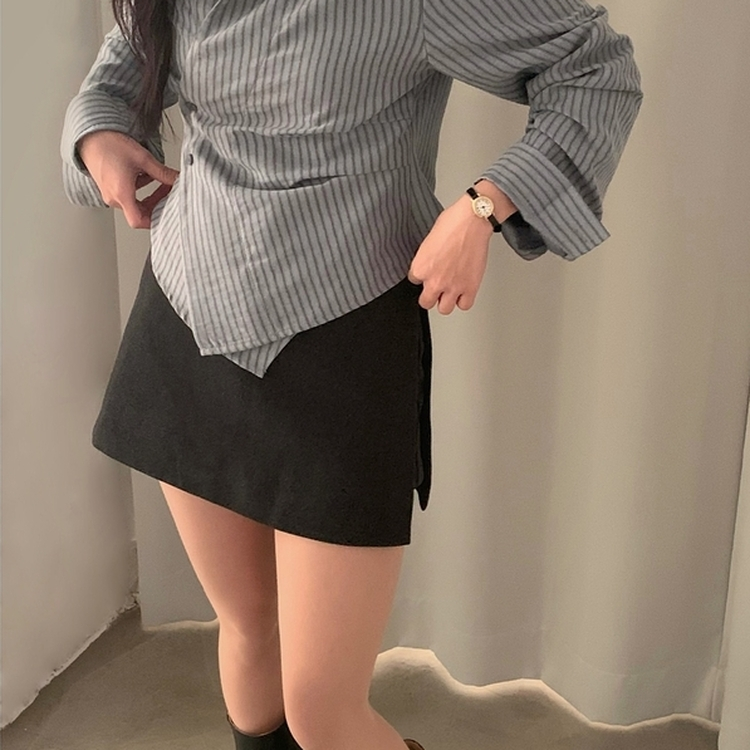 겨울 모직 벨트세트 펜던트 치마바지 A라인 미니스커트