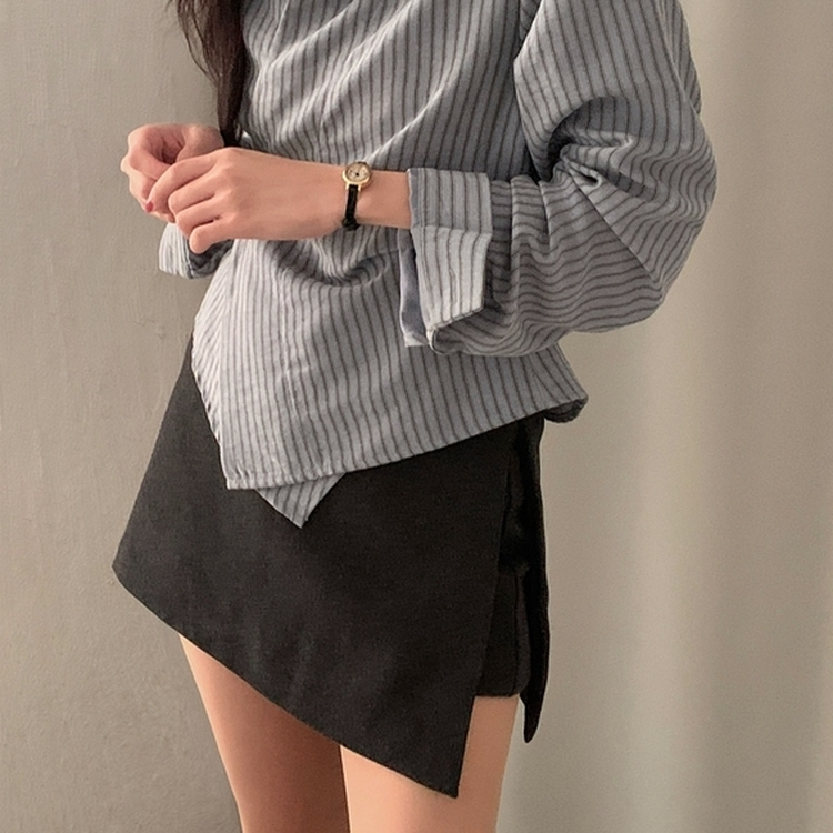 겨울 모직 벨트세트 펜던트 치마바지 A라인 미니스커트