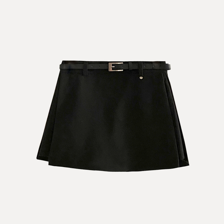 겨울 모직 벨트세트 펜던트 치마바지 A라인 미니스커트