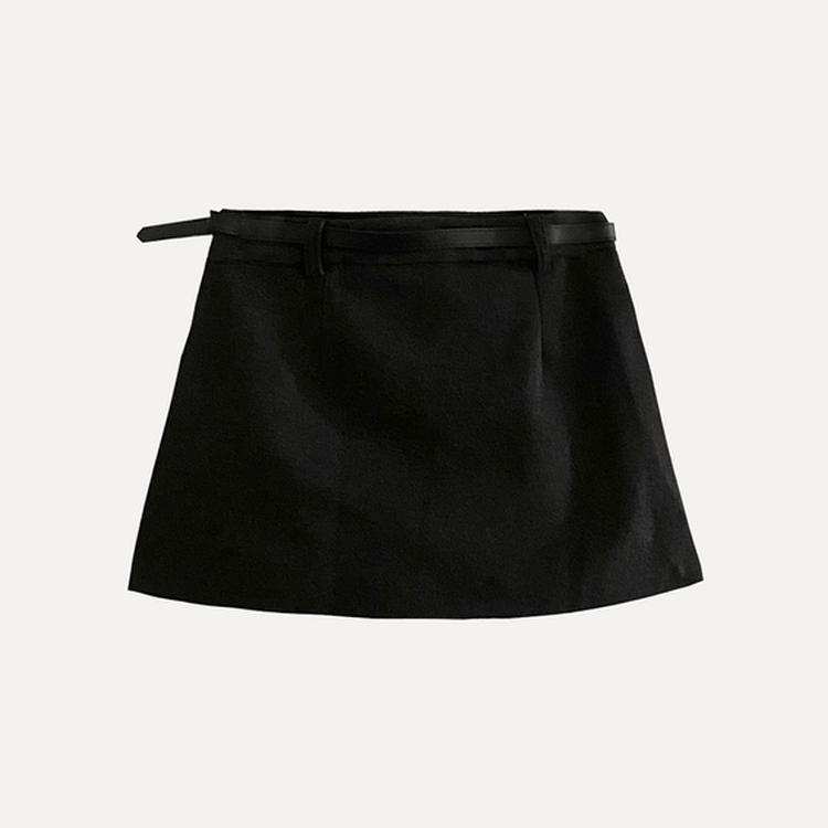 겨울 모직 벨트세트 펜던트 치마바지 A라인 미니스커트