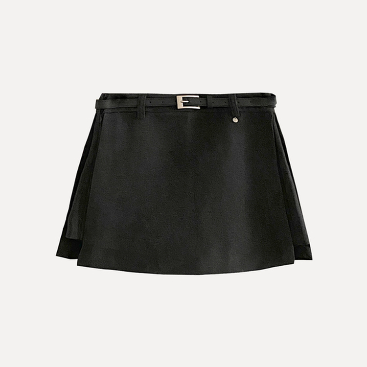 겨울 모직 벨트세트 펜던트 치마바지 A라인 미니스커트