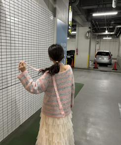 【+タイ】ルーズフィットストライプニット LIGHT PINK