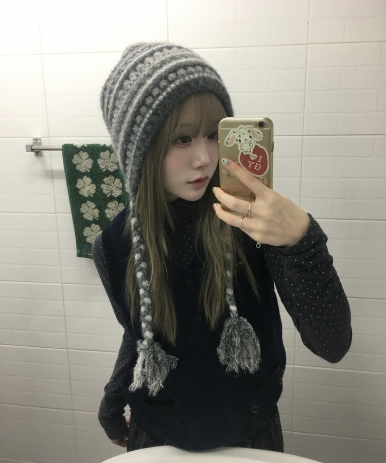 ウールニット帽 GREY