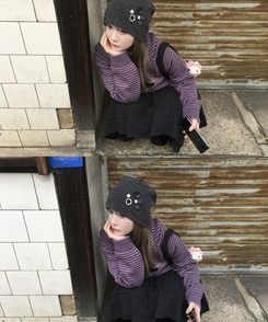 ストライプニットダブルジップアップ PURPLE