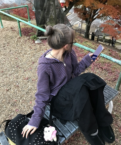 ストライプニットダブルジップアップ PURPLE