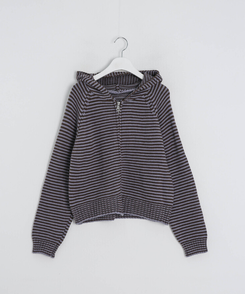 ストライプニットダブルジップアップ