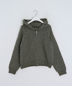ストライプニットダブルジップアップ