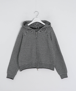ストライプニットダブルジップアップ