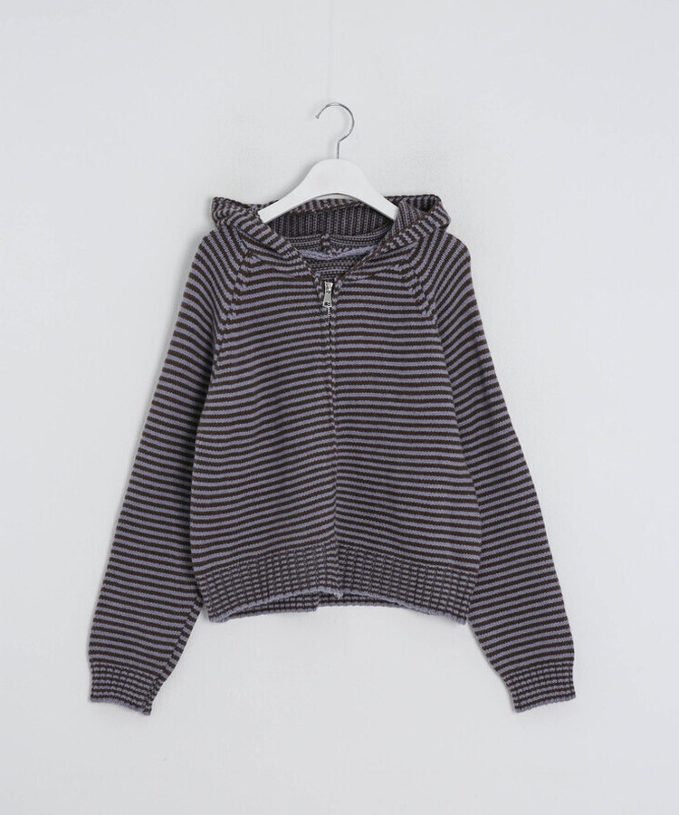 ストライプニットダブルジップアップ