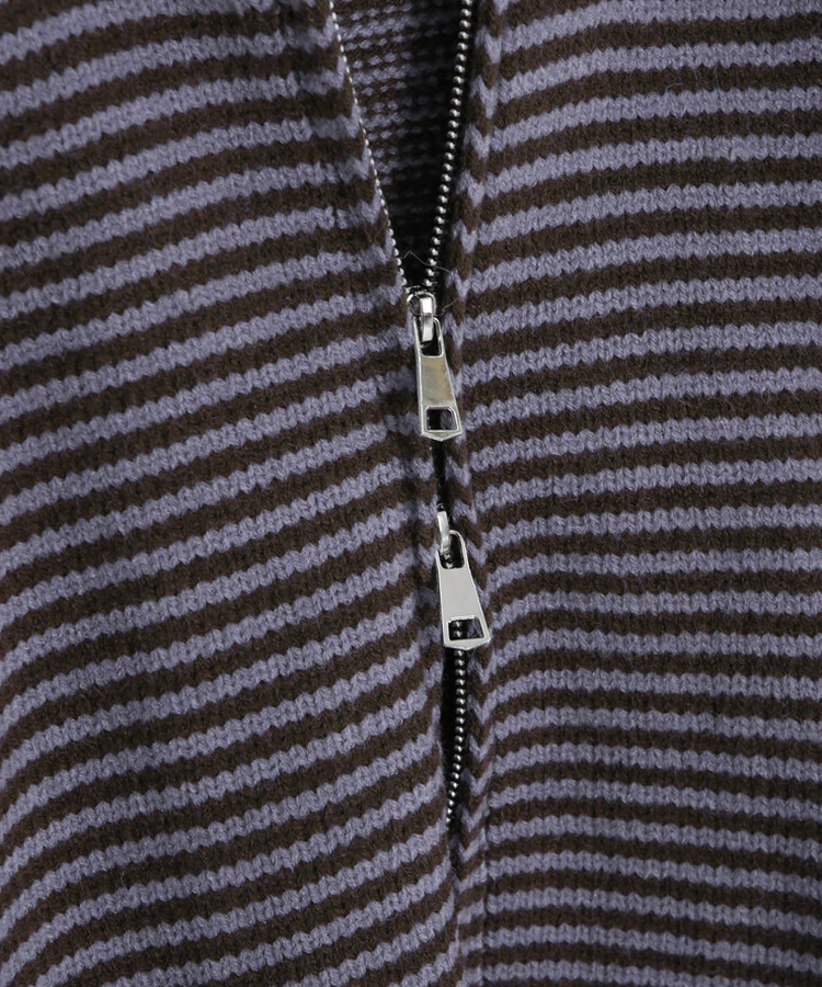 ストライプニットダブルジップアップ