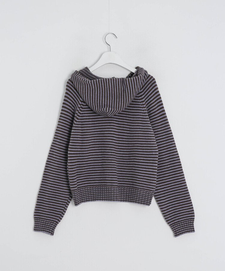 ストライプニットダブルジップアップ