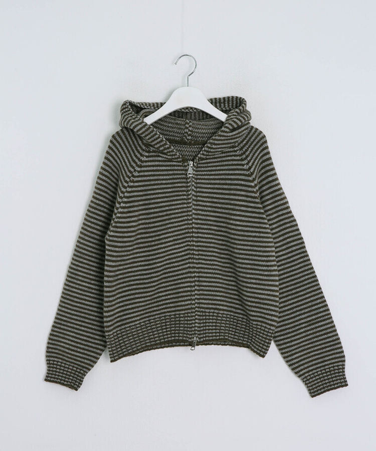 ストライプニットダブルジップアップ