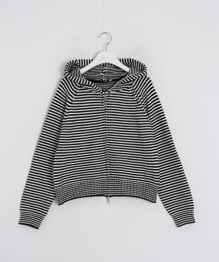 ストライプニットダブルジップアップ