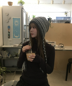 ドットタートルネック長袖 Tシャツ PURPLE