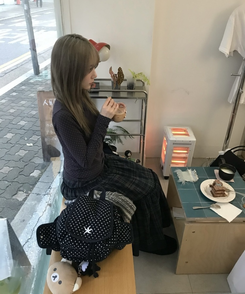 ドットタートルネック長袖 Tシャツ PURPLE