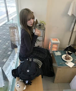 ドットタートルネック長袖 Tシャツ PURPLE