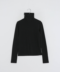 ドットタートルネック長袖 Tシャツ