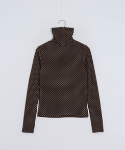 ドットタートルネック長袖 Tシャツ